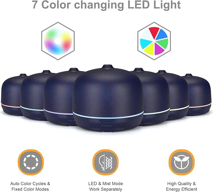 Ceramic Essential Oil Diffusers for Home Large Room, 500ml Aromatherapy Scent Air Diffuser Bedroom Ultrasonic Aroma Defusers with Timed-Blue