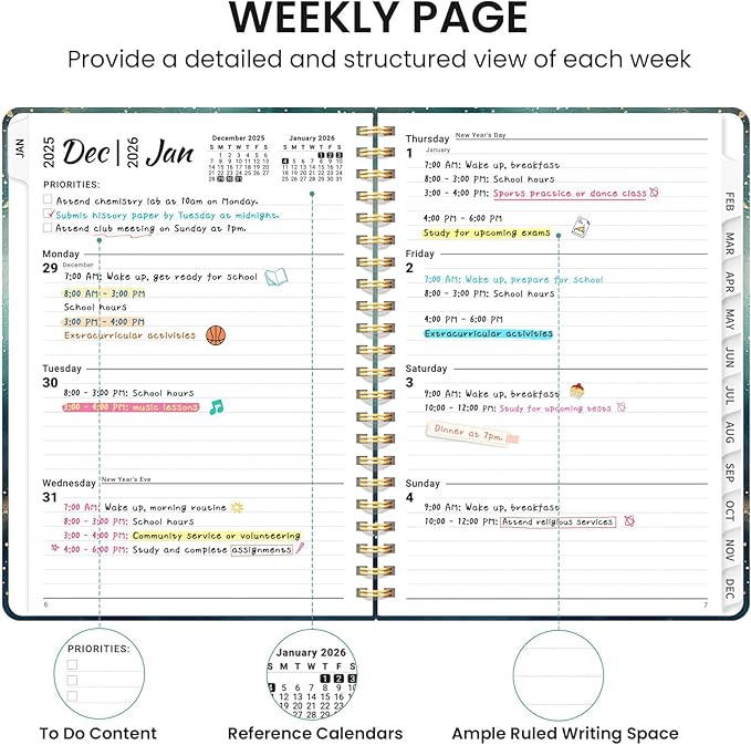 2026 Planner, Monthly and Weekly Calendar Planner for Women, January 2026 - December 2026, Hardcover Pretty 2026 Agenda Planner Book with Tabs, Spiral Bound, Perfect for School Office Home Supplies, 8.5" x 11" - Whale Dreams