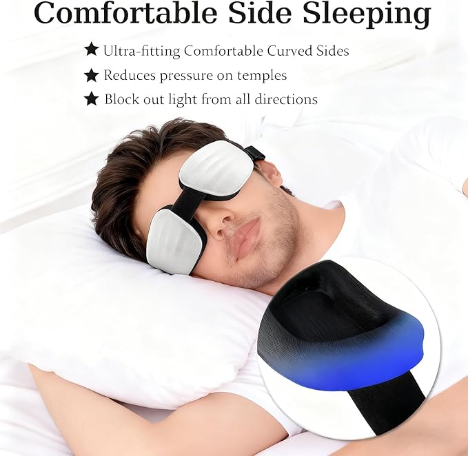 3D Sleep Mask for Women Men,Sleep Mask for Nasal Pillow Cpap Users Adjustable 100% Light Blocking,Eye Mask for Dry Eyes,Blind Fold for Side Sleeper Travel