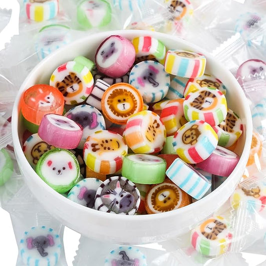 Animal Candy - Hard Candy Bulk 1 lb Bag of Individually Wrapped Small Hard Candies Assortment - Great for Office Candy - Safari Party Favors - Cute Birthday Candy for Party Bags - Jungle Animal Baby Shower - Yummy Candy for Kids and Adults