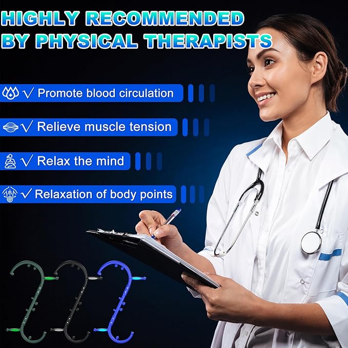 KEINE MARKE Trigger Point Massage Tool, Back Massage Tool, Pressure Point Massage Tool, Handheld Back, Neck, Shoulder, Leg and Feet Massage Hook for Men & Women (Fashionable Blue)