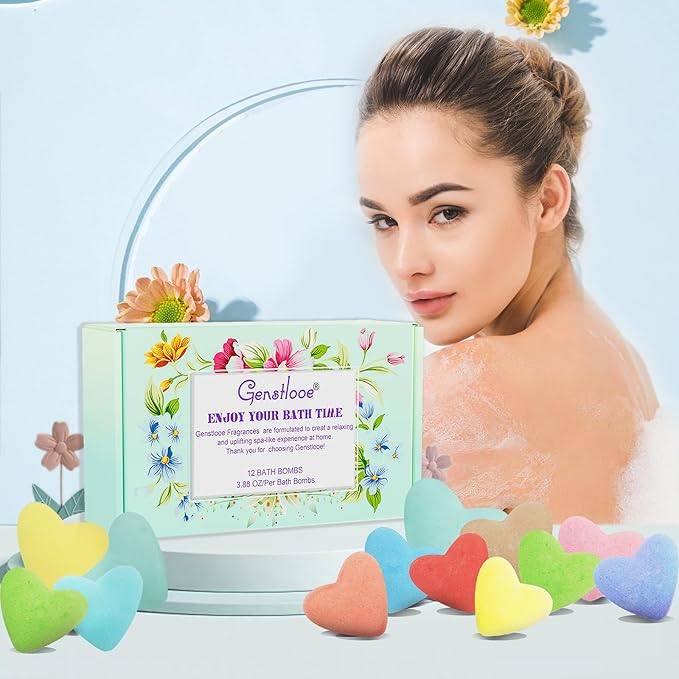 12 Pcs XXL Bath Bombs for Women Gift Set, Valentine's Day Bubble Bathbombs for Girlfriend, Her, Girls, Wife, Shea & Coco Butter Dry Skin Moisturize, SPA Relaxing Aromatherapy, Mothers Day Gift