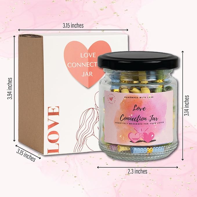 90 Love Notes Jar, Long Distance Relationship Gifts, Couples Gifts, Girlfriend Wife Husband, Positive Affirmation Cards, Emotional Support Jar with Daily Affirmations for Women
