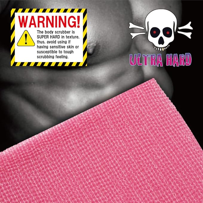 Extra Rough, Exfoliating Washcloth [Made in Japan] Exfoliating Towel Special texture makes Fluffy Foam lather, Back Scrubber, Dead Skin Cell Remover [Loofah for Women and Men] (Pink)