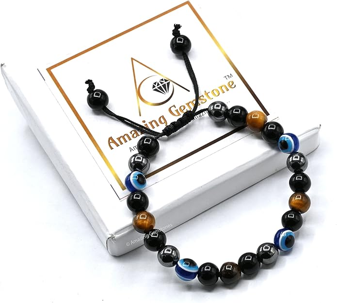 Natural Healing Crystal Bracelet for Women - Mens Bracelet Energy Balancing Gemstones Set - Adjustable Stone Bead Bracelet for Men and Women - Chakra Crystal Therapy Accessory, Meditation