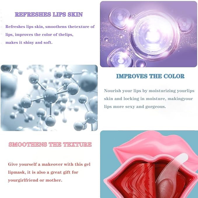 20PCS Collagen Lip Masks,Lip Care Lip Pads Great for Moisturizing,Nourishing & Firms Lip,Lip Sleeping Mask for Plumping Your Lips. (YUEHAO Lip Mask Red) (YUEHAO lip mask pink 125)