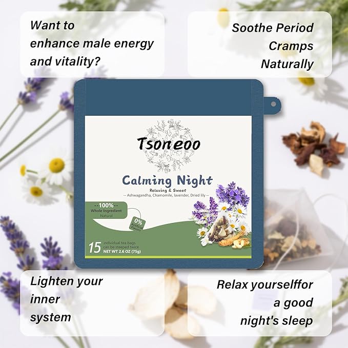 Sleeping Tea for Bedtime Extra Strength with Ashwagandha & Chamomile Lavender, Caffeine-Free Bedtime Time Tea, Calming Herbal Tea for Sleeping, Sleeping tea (2pcs)