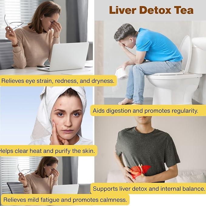 Chrysanthemum Cassia Seed Tea Bags - 6g × 30 Bags, VitalForest Liver Detox Herbal Tea with Burdock Root, Goji Berries, Osmanthus, Honeysuckle – Goji Berry Chrysanthemum Tea for Liver & Kidney Health