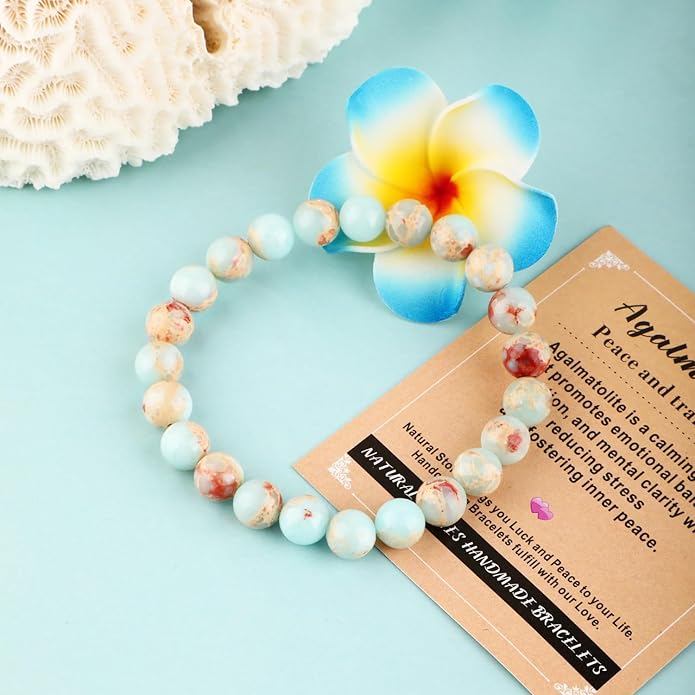 AD Beads 4mm6mm8mm10mm Handmade Bracelet - Natural Gemstone for Peace and Tranquility - Meditation, Yoga, Healing and Energy Gift for Unisex