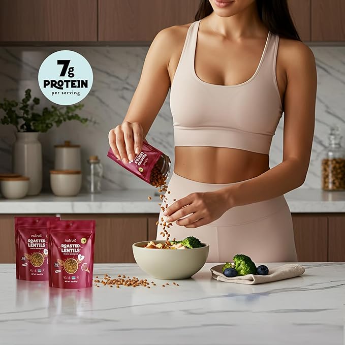 Nutruit Roasted Lentil Snacks - Tasty Snack Box with Vegan, Gluten Free, Non-GMO, High Protein, Low Calorie, Healthy On-The-Go Low Calorie Lentils Snacks - 4oz Packs (8-Pack Box) (8 Pack, Variety Box)