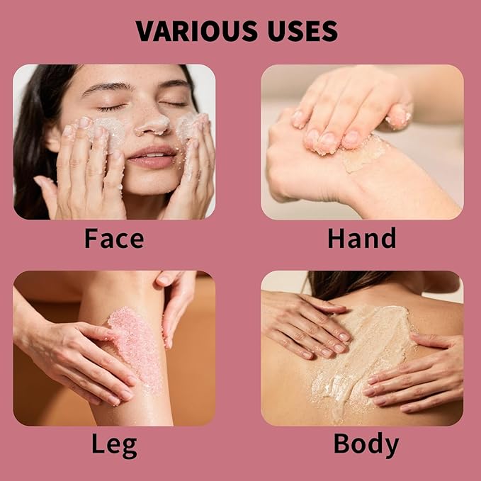 Rose Body Scrub Gift Set - 35 Packets & 2 Pcs Exfoliating Gloves,Exfoliating & Moisturizing Sugar Scrub for Face & Body, Self Care Gifts for Women