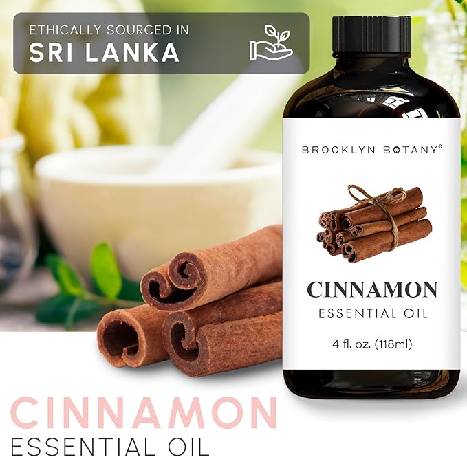 Brooklyn Botany Cinnamon Essential Oil - Huge 4 Fl Oz - 100% Pure and Natural - Premium Grade with Dropper - for Aromatherapy and Diffuser
