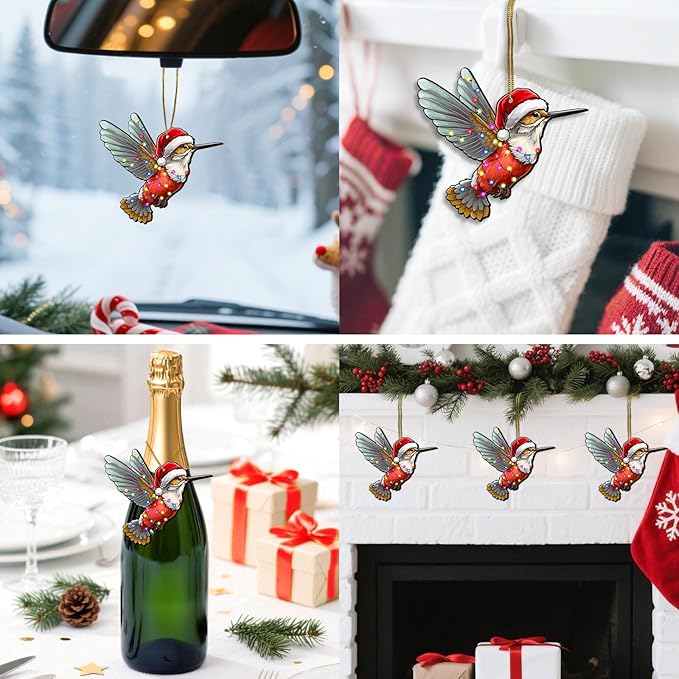 2 Side Printed Hummingbird Wooden Christmas Ornaments 2025, Keepsake for Women, Men and Friends, Bird Christmas Tree Ornaments, Animal Christmas Tree Decorations