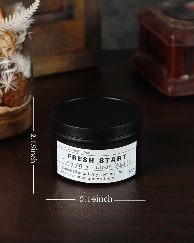 Crystal Candles, Healing Magic Candles, Mind-body Meditation Candles,Gifts to Encourage Women, New Job Gifts.(FRESH START)