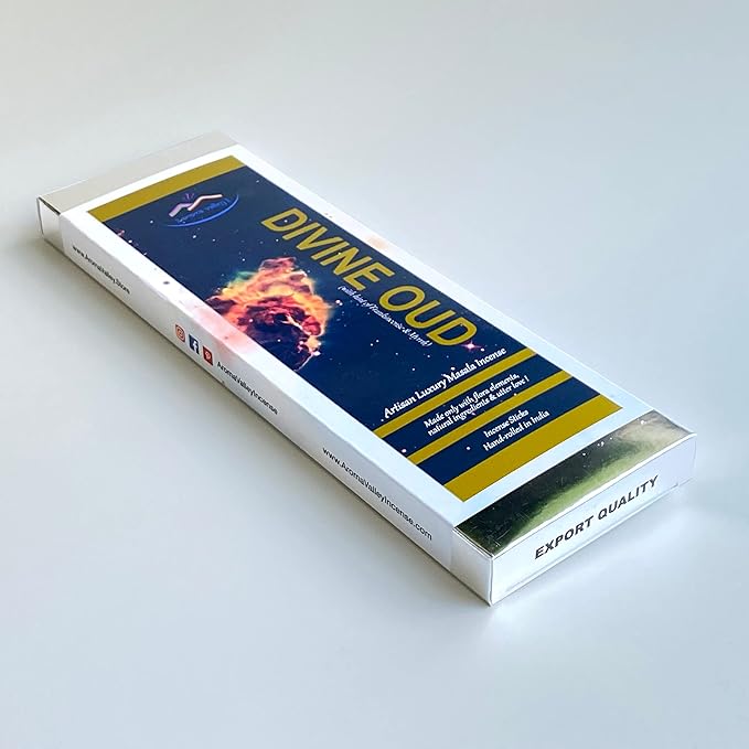 Divine Oud (Agarwood) Incense Sticks - Artisan Luxury Masala Incense - Agarwood with hint of Frankincense and Myrrh - Handcrafted - Divine Scent for Home, Meditation & Aromatherapy