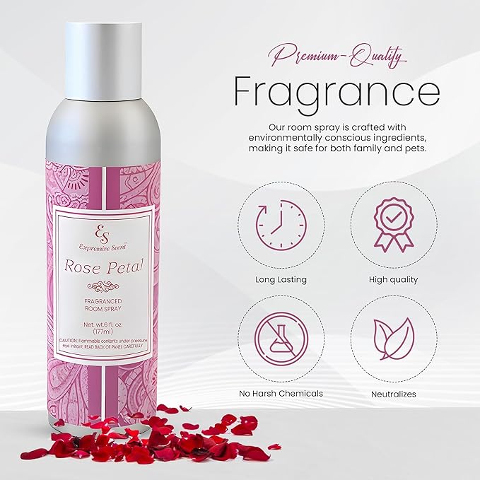 Expressive scent Room Freshener spray - Premium Rose Air Fresheners for Home – Long lasting home fragrance Spray for Bathroom, Office & Small Spaces 6 FL Oz