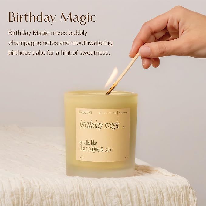 Benevolence LA Birthday Magic Scented Candles | 10 oz, 40-50 Hour Burn | Gifts for Women | Celebration Candle for Best Friend, Mom | Unique Womens Birthday Gift - Smells Like Champagne & Cake