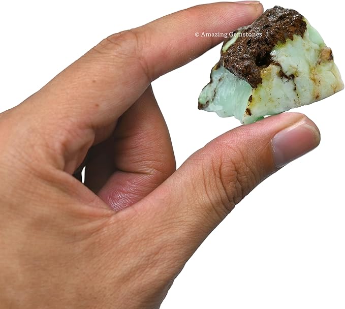 Amazing Gemstone Chrysoprase Raw Crystals and Healing Stones, Natural Rocks for Tumbling - DIY Raw Stones and Crystals, 2 Pieces