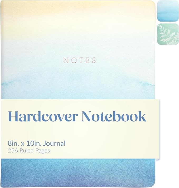 Eccolo Large Lined Journal Notebook, Hardbound Cover, Writing Journal, 256 Ruled White Pages, Ribbon Bookmark, Lay Flat, Desk Size for Work or School (Abstract, 8x10 inches)