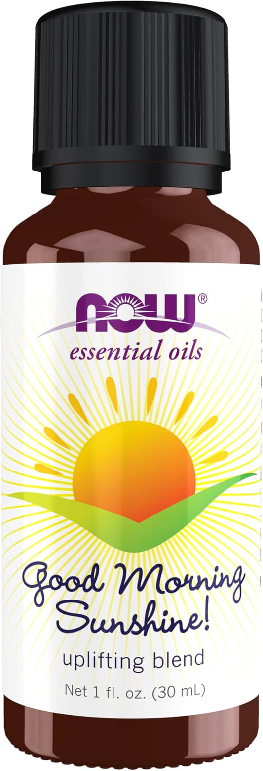 NOW Essential Oils, Good Morning Sunshine Aromatherapy Blend, Soothing Aromatherapy Scent, Blend of Pure Essential Oils, Vegan, Child Resistant Cap, 1-Ounce