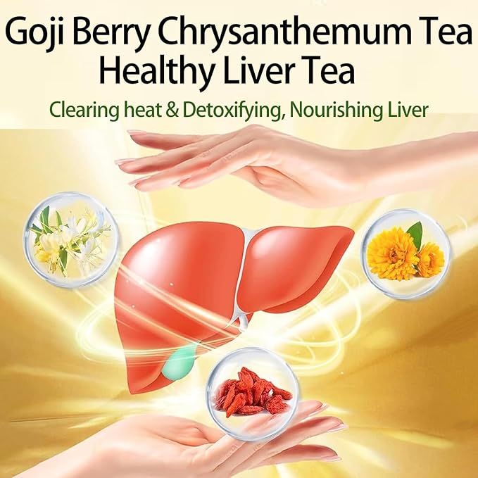 Goji Berry Chrysanthemum Tea, Dandelion Wolfberry Tea, Liver Cleanse & Detox Chinese Chrysanthemunn Cassia Seed Tea Bags with Eight Herbal Ingredients(1Box/15 Bags)