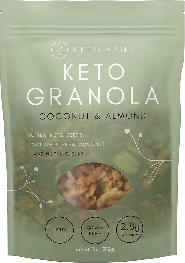 Keto Hana Coconut & Almond Original Butter Keto Granola - Keto Diet - Dairy Free - No Refined Sugars - Grain Free Granola - 1g Net Carbs Keto Cereal - Healthy Granola Cereal - 11oz