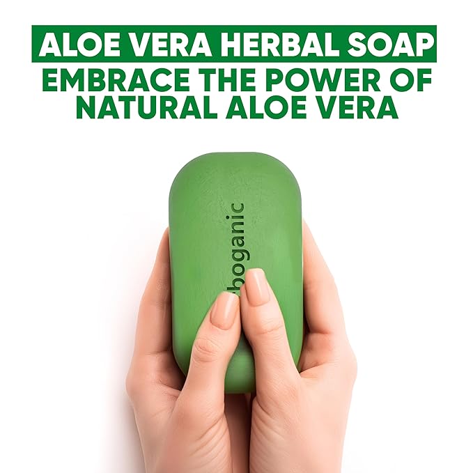 HERBOGANIC Aloe Vera Herbal Soap | Pack of 6 of 5oz soap Bar | Ideal for Men and Women, Soothing and Nourishing Soap for Moisturization