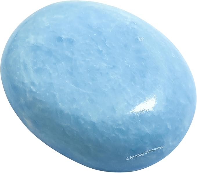 Amazing Gemstone Blue Calcite Celestite Crystals and Healing Stones - Large Palm Stone Crystals Piedra - Crystal for Good Luck, Positive Energy, Meditation - Unique Stocking Stuffers Gifts for Women