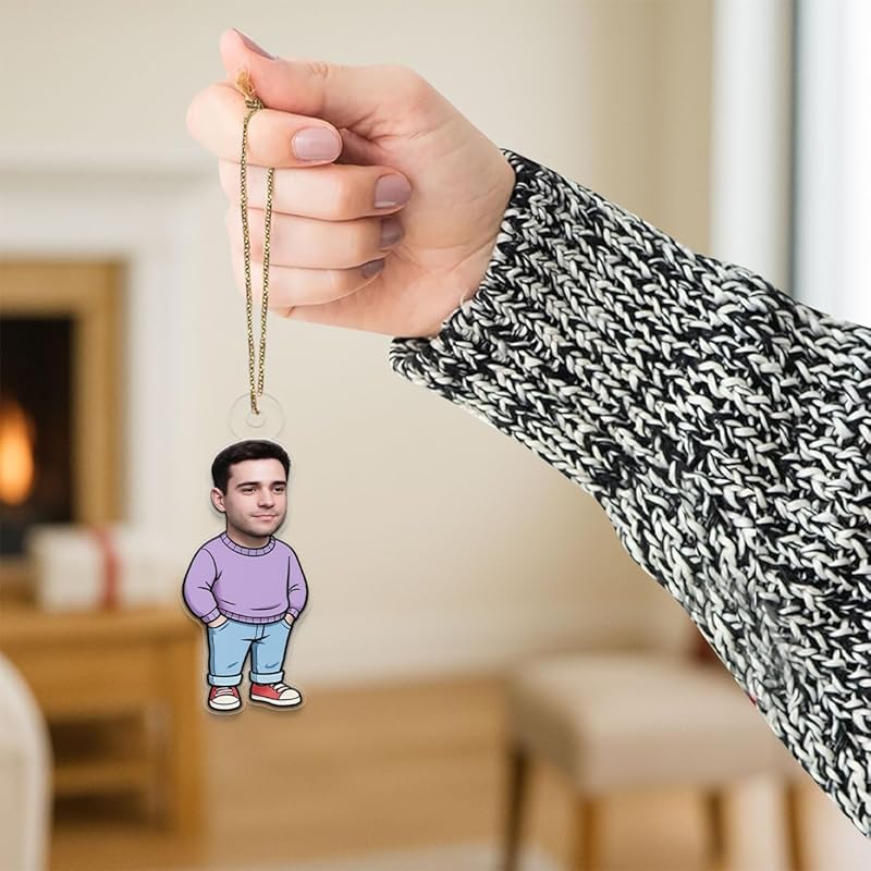 I'm Just A Chill Guy Ornament with Custom Photo, Funny Personalized Christmas Ornament, Holiday Humor Keepsake Acrylic Ornament – Personalized Christmas Tree Decoration, Custom