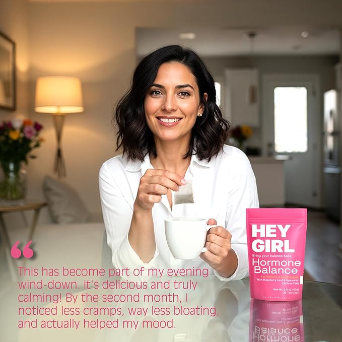 Hormone Balance for Women Tea with Spearmint, Red Raspberry Leaf, Hibiscus, Chamomile, Ginger, Nettle - For PMS, PCOS, Perimenopause & Cycle Support - Herbal Hormonal Wellness Tea Bags