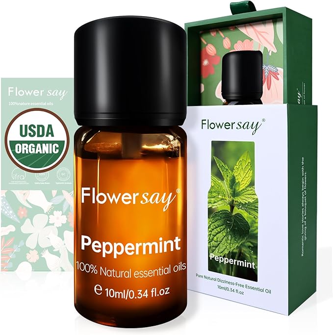 100% Pure Peppermint Essential Oil – Cooling Mint Aroma for Diffuser, Hair & Skin,Natural Mint Oil for Face, Body & Self-Care,0.34 Fl Oz for Aromatherapy & DIY Candles,USDA Certified Organic