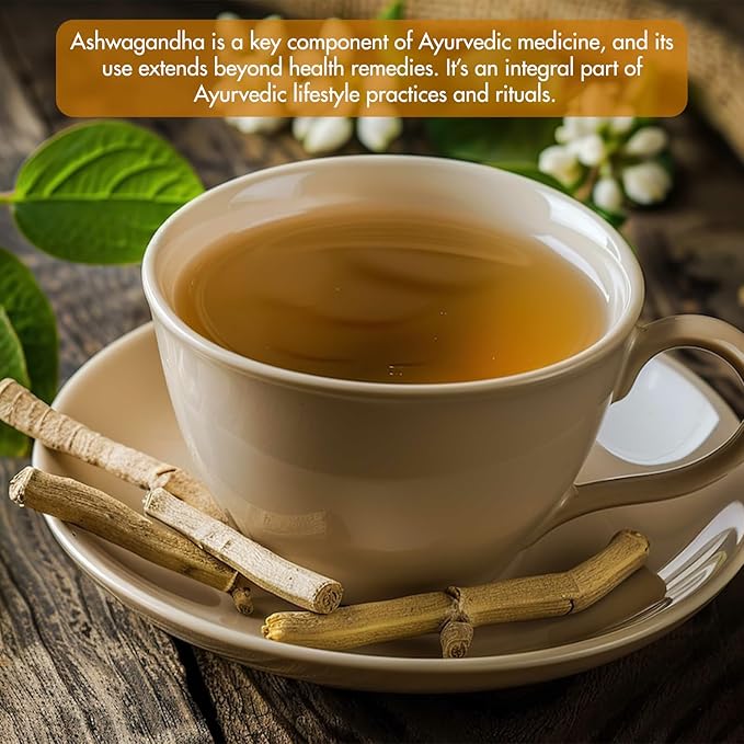 Cure wid Pure Certified Organic Ashwagandha Root Tea | Cut & Sifted 4oz Non-GMO Non-Irradiated Ashwagandha Tea for Women & Men Adaptogenic Wellness | Withania Somnifera for Herbal Infusion & Capsules