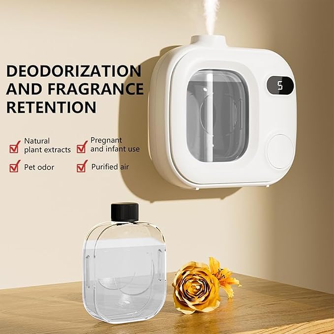 Cute Mini Aromatherapy Diffuser - Ultrasonic Essential Oil Difusor with 5 Mist Levels Smart Scented Cordless Air Fragrance Machine for Home Office Bathroom Hotel and Car White Tea