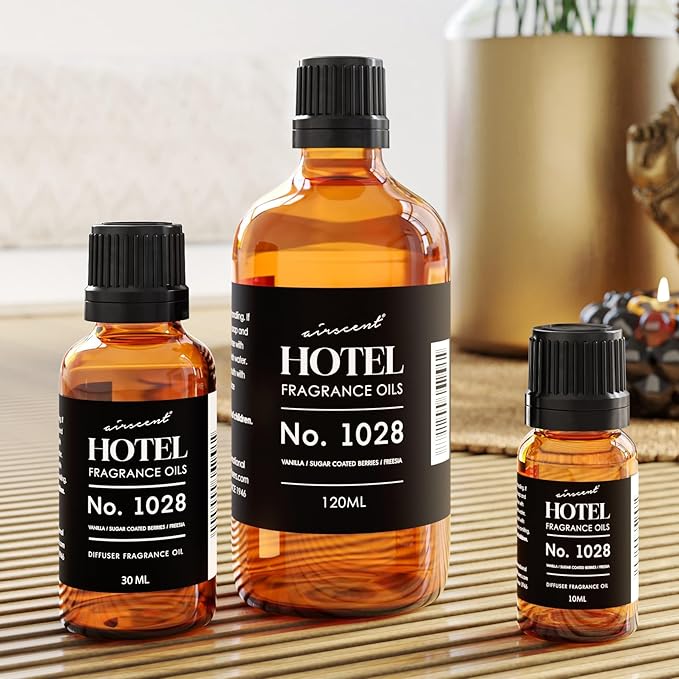 AirScent Hotel Diffuser Oil No. 1028 Inspired by The Seamless Hotel Scent - Premium Fragrance Oil for Ultrasonic and Waterless Diffusers and Crafting - 120 mL, 4 fl oz Glass Bottle with Dropper
