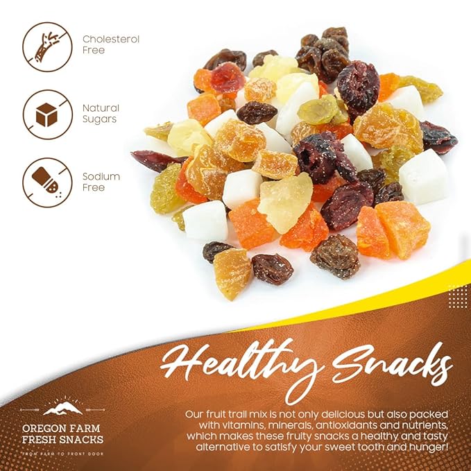 Oregon Farm Fresh Snacks Dried Fruit Mix – Snack Mix With Dried Cranberries, Coconut, Mango & Raisins - Healthy Adult & Kids Snacks - USA Made (24oz) (Pack of 2)