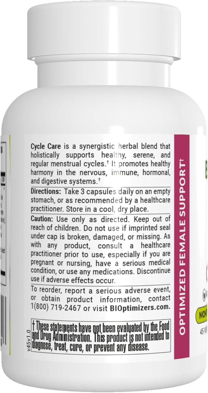 BIOptimizers - Cycle Support - Period Support Supplement for Women - Bloating and Cramping Menstrual Relief - 45 Capsules