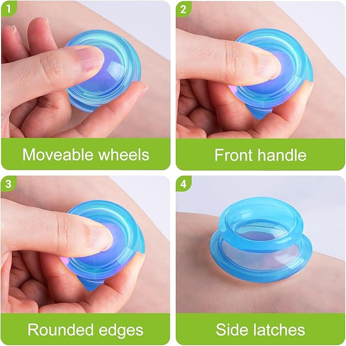 Eiito Cupping Therapy Sets -Silicone Cups Set Firm (6 Cups) Professional Massage Tool for Muscle Soreness Pain Relief Body Neck Knee, Deep Muscle Massager, Anti Cellulite Joint Pain (Blue)