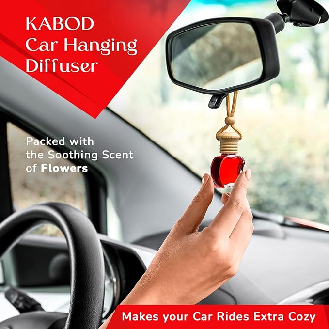 Kabod Flowers Hanging Car Air Freshener | Essential Oil Diffuser Inspired by Kenzo | Elegant Floral Scent | Natural Odor Eliminator | Long-Lasting Fragrance | 10 ml