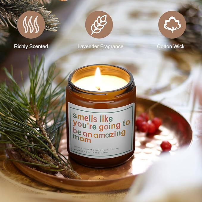 Mothers Day Gifts for Mom,New Mom Gifts,Gift for New Moms,Mothers Gift After Birth-7 OZ Lavender Soy Wax Candle