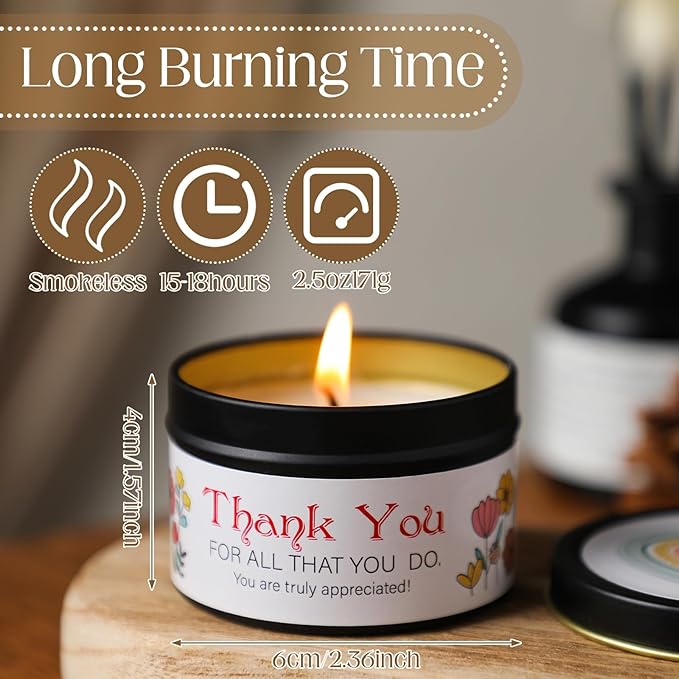 12 Pcs Physical Therapy Month Gifts Candles Bulk 3 oz Thank You Soy Wax Jar Candles for Scented Small Candle Gift Set Basket for PT PTA Physical Therapy Week Thank You Gifts(Pt Month)