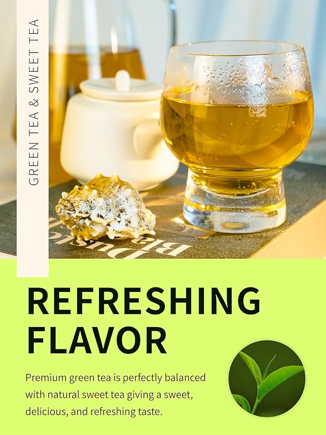 TeeLux Sweet Iced Tea Bags, Green Tea Blended with Natural Sweet Tea, Quart-Sized Refreshing Iced Green Tea, Zero Sugar, 30 Count