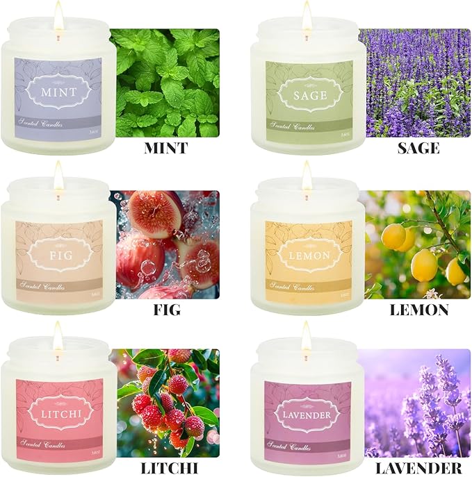 6 Pack Candles for Home Scented,Jar Candles,Lavender Candle,Aromatherapy Candle Gifts Set for Women,Long Lasting Scented Candles Gift for Birthday Mother's Thanksgiving Day Present