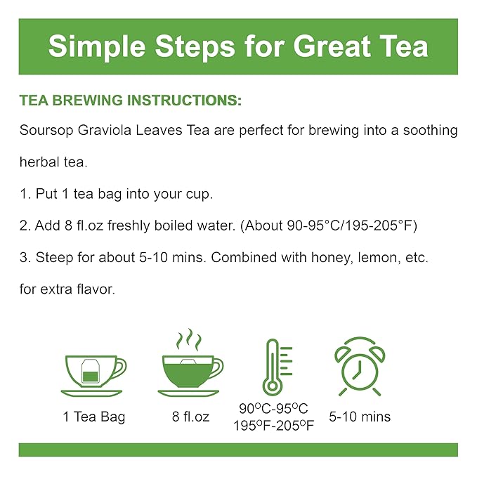 FreshXify – Premium 100 Soursop Tea Bags – 100% Natural Graviola Leaf | Hoja Guanabana | Guyabano Tea – Caffeine-Free, Non-GMO – Eco Paper Filter Bags – No Dust Leak – Herbal Tea