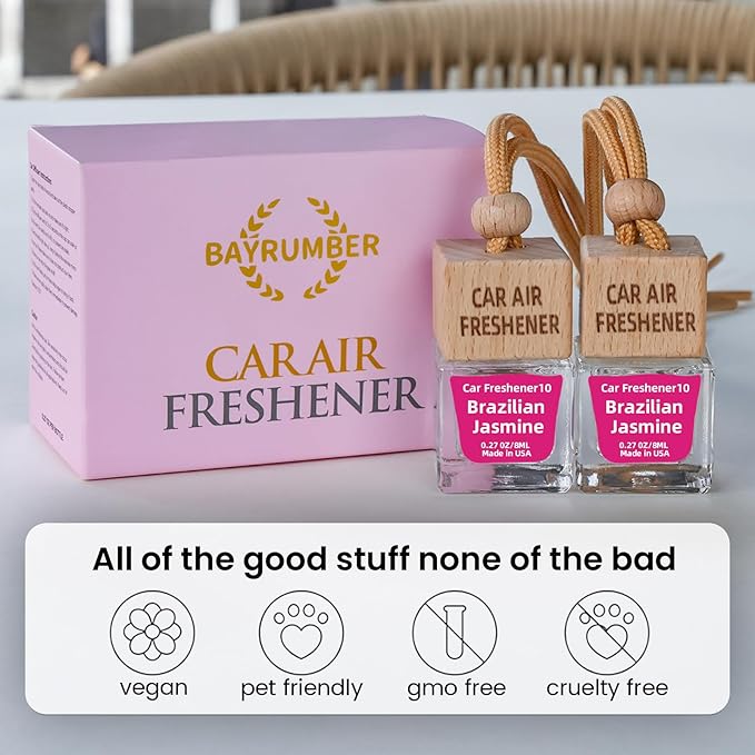 Car Air Freshener Hanging Diffuser – Long-Lasting Essential Oil Scent (Up to 60 Days) – Non-Toxic & Eco-Friendly – 2-Pack Auto Fresheners Made in USA