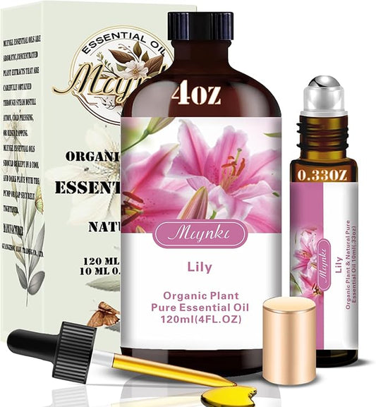 Lily Fragrance Oil-Lily Essential Oil 4.33oz (130ml)-100% Pure Natural Scent for Diffusers, Candles, Soap Making & Aromatherapy-Relaxing Home & Gift Essential Oil for Bath, Massage