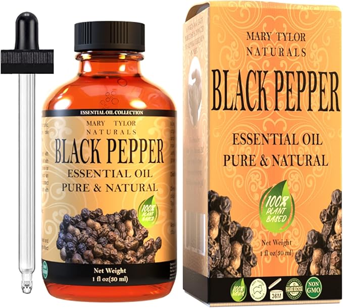 Black Pepper Essential Oil (1 oz), Premium Therapeutic Grade, 100% Pure and Natural, Perfect for Aromatherapy, Diffuser, DIY by Mary Tylor Naturals