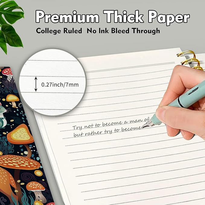 Cute Spiral Notebook, Journal for Women, Hardcover Spiral Journal, 5.5 x 8.3 Inches, 120 Pages,100gsm Paper, for Gifts Nurse Teacher Women Office Supplies(Cute Mushroom deer)