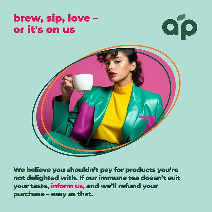 Immunity Booster Decaffeinated Tea Bags, Pure Herbal Immunity Blend - Lemon Balm, Peppermint, Chamomile, Lavender. Immune Support Supplement - 60 Bags by Aprika Life