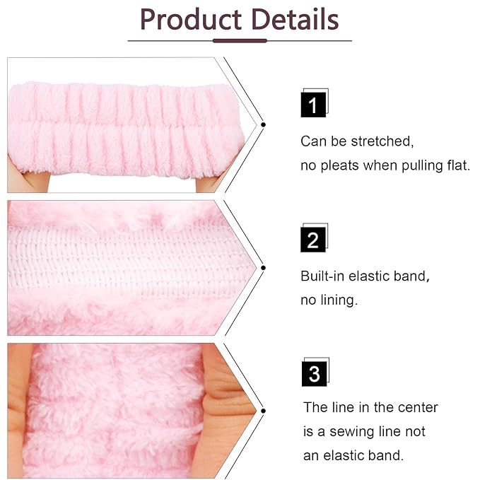 VELSCRUN Spa Headband, Makeup Face Wash Skincare Headbands, 5 Pcs Sponge Get Ready Snail Hairband Facial Wristband Hair Clip Set, Stuff for Teen Girls Women Trendy Hair Accessories Sakura Pink