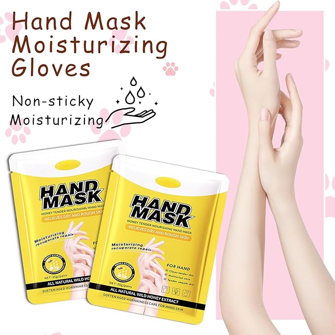 Hand Masks, 6 Pairs Hydrating Exfoliating Hand Peeling Mask, Smooth Hand Masks Moisturizing Gloves Overnight for Dry, Rough, Cracked Hands, Hand Skin Moisturizer Glove for Women Men（L